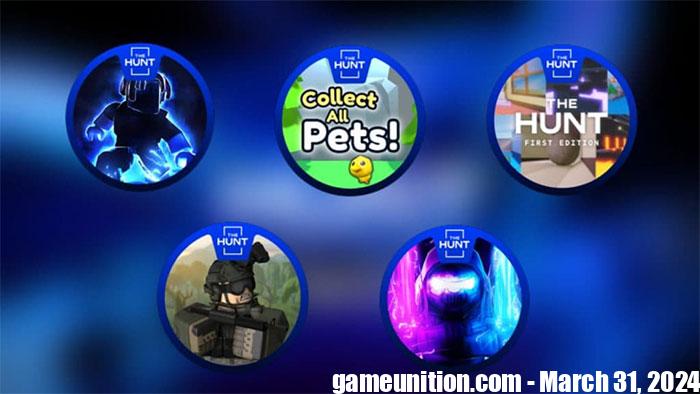 Some badges in Roblox The Hunt: First Edition 2024