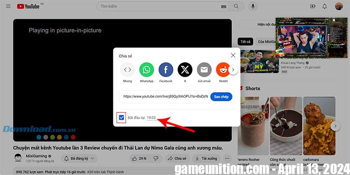 cach chia se video youtube voi thoi gian bat dau cu the 2