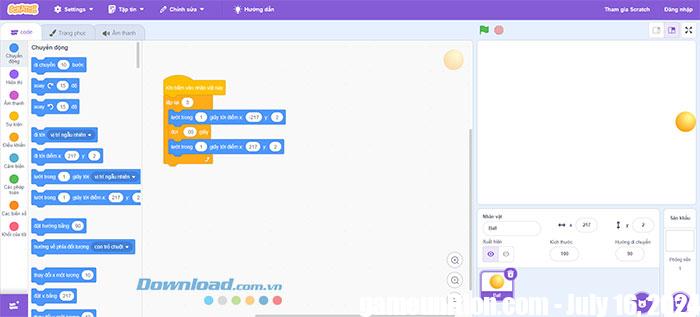cach tao game bong nay ball bouce trong Scratch 5