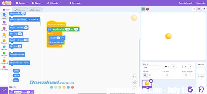 cach tao game bong nay ball bouce trong Scratch 6