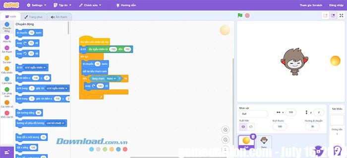 cach tao game bong nay ball bouce trong Scratch 7
