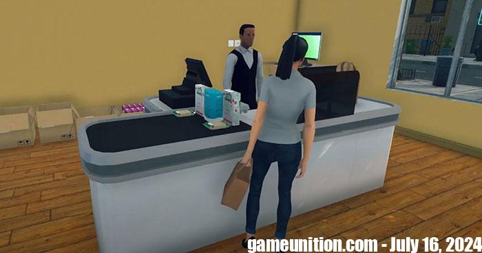 Cashiers in Supermarket Simulator help players check out customers